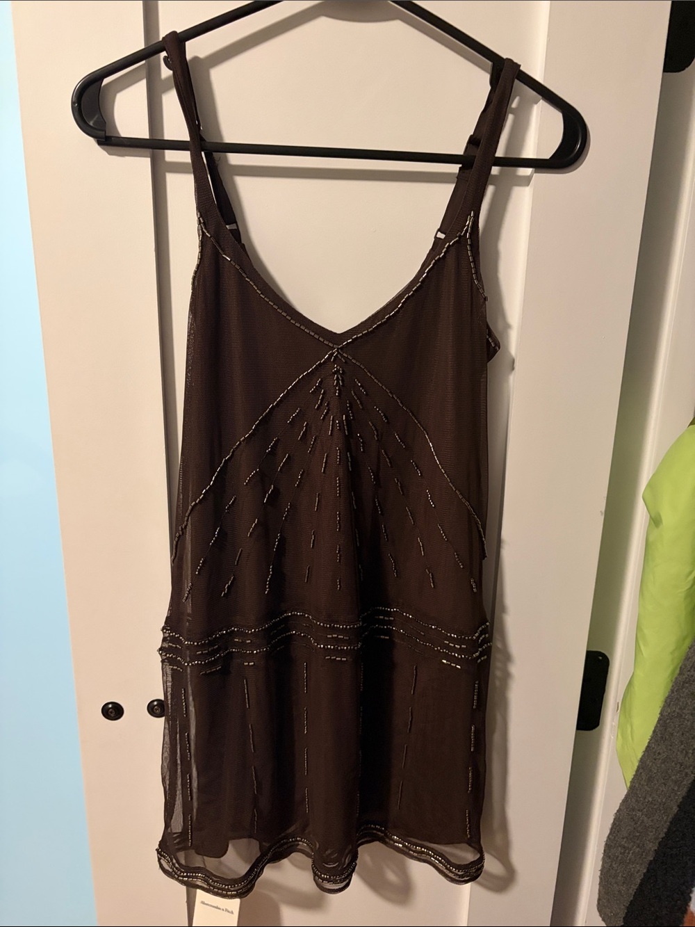 Abercrombie & Fitch Brown Beaded Mini Slip Dress